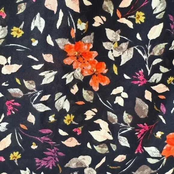 Anthropologie Danielrainn Floral Print Blouse Top Short Sleeve Chiffon L #2205 - Picture 5 of 11